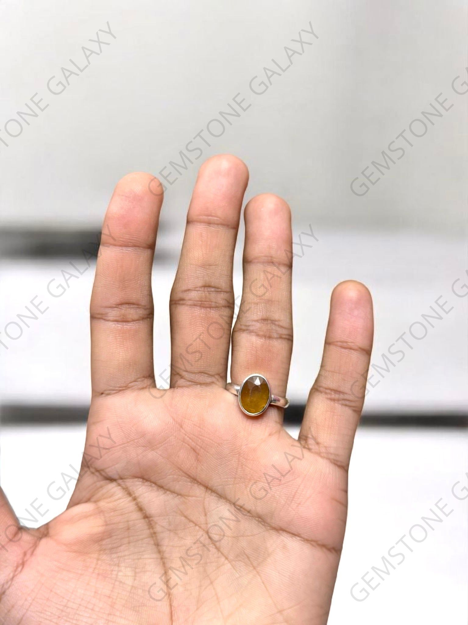 Yellow Sapphire (Pukhraj) Silver Adjustable Ring