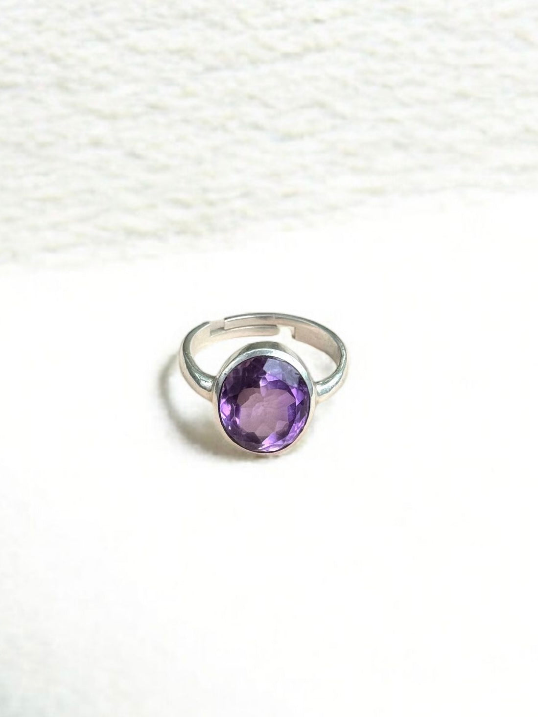 Amethyst Silver Adjustable Ring