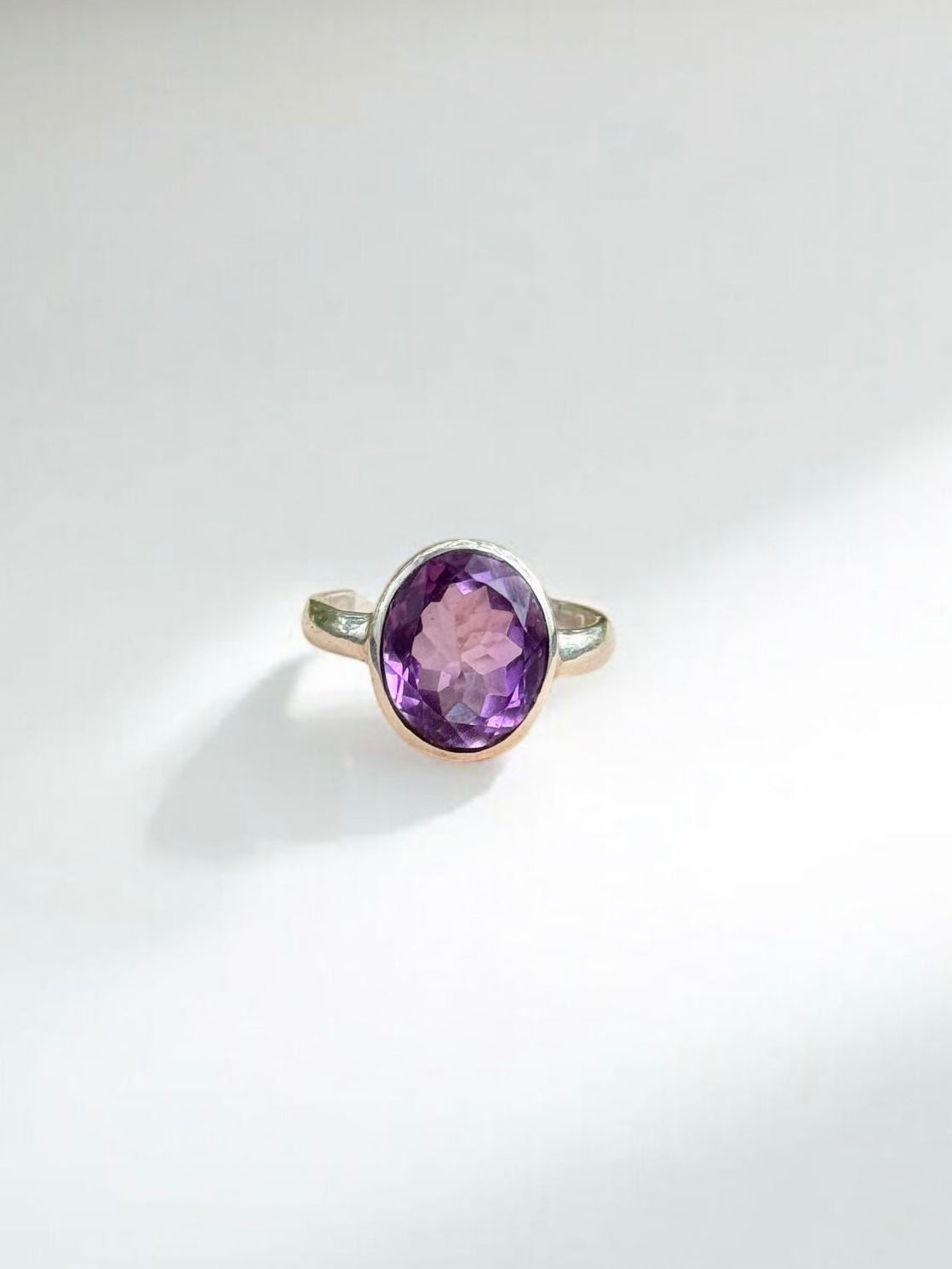 Amethyst Silver Adjustable Ring