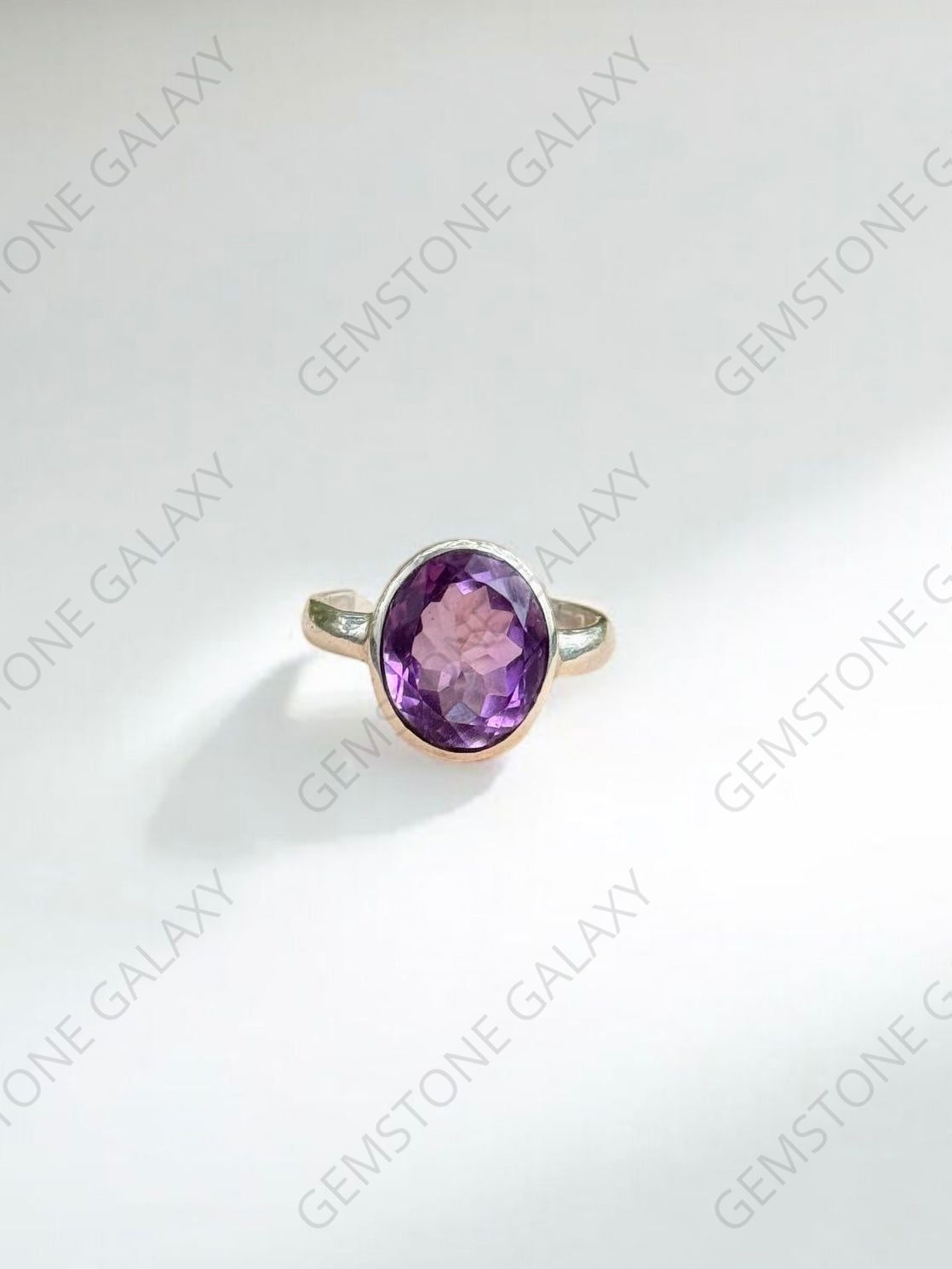 Amethyst Silver Adjustable Ring