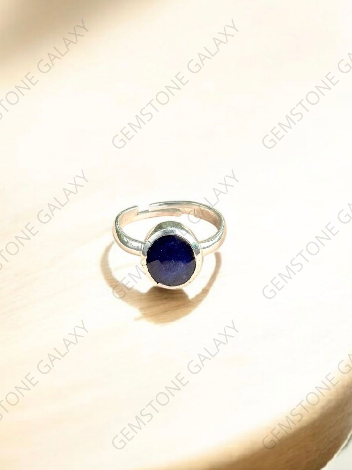 Blue Sapphire (Neelam) Silver Adjustable Ring