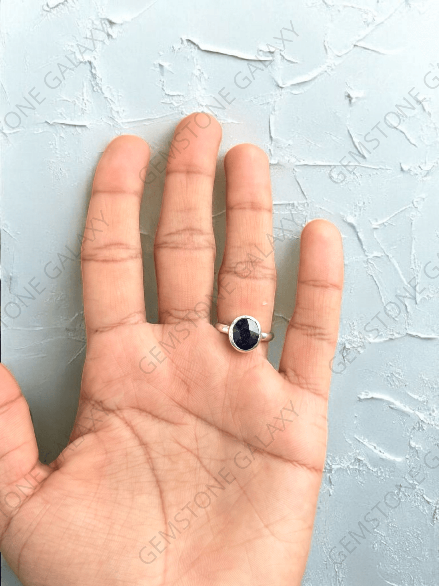 Blue Sapphire (Neelam) Silver Adjustable Ring