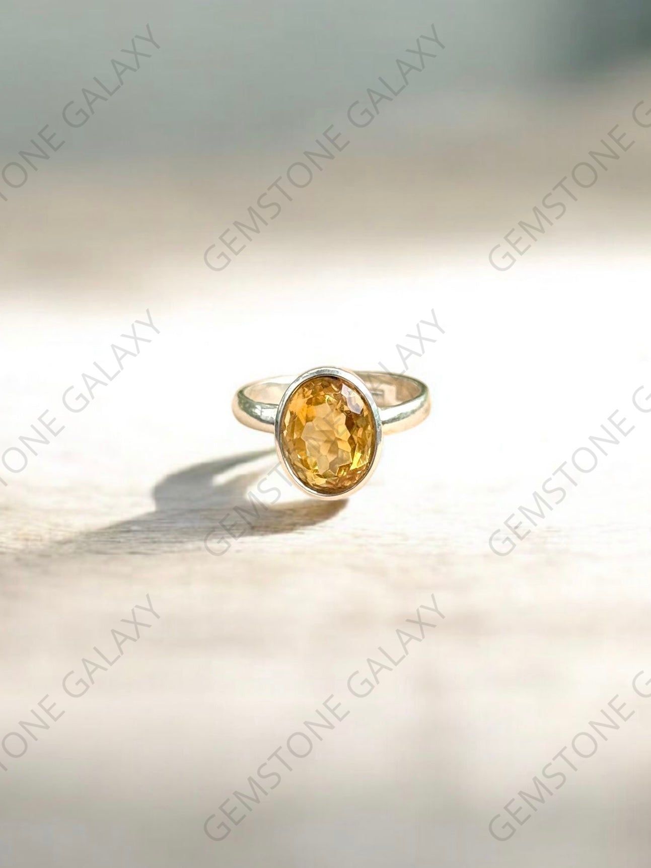 Citrine Silver Adjustable Ring