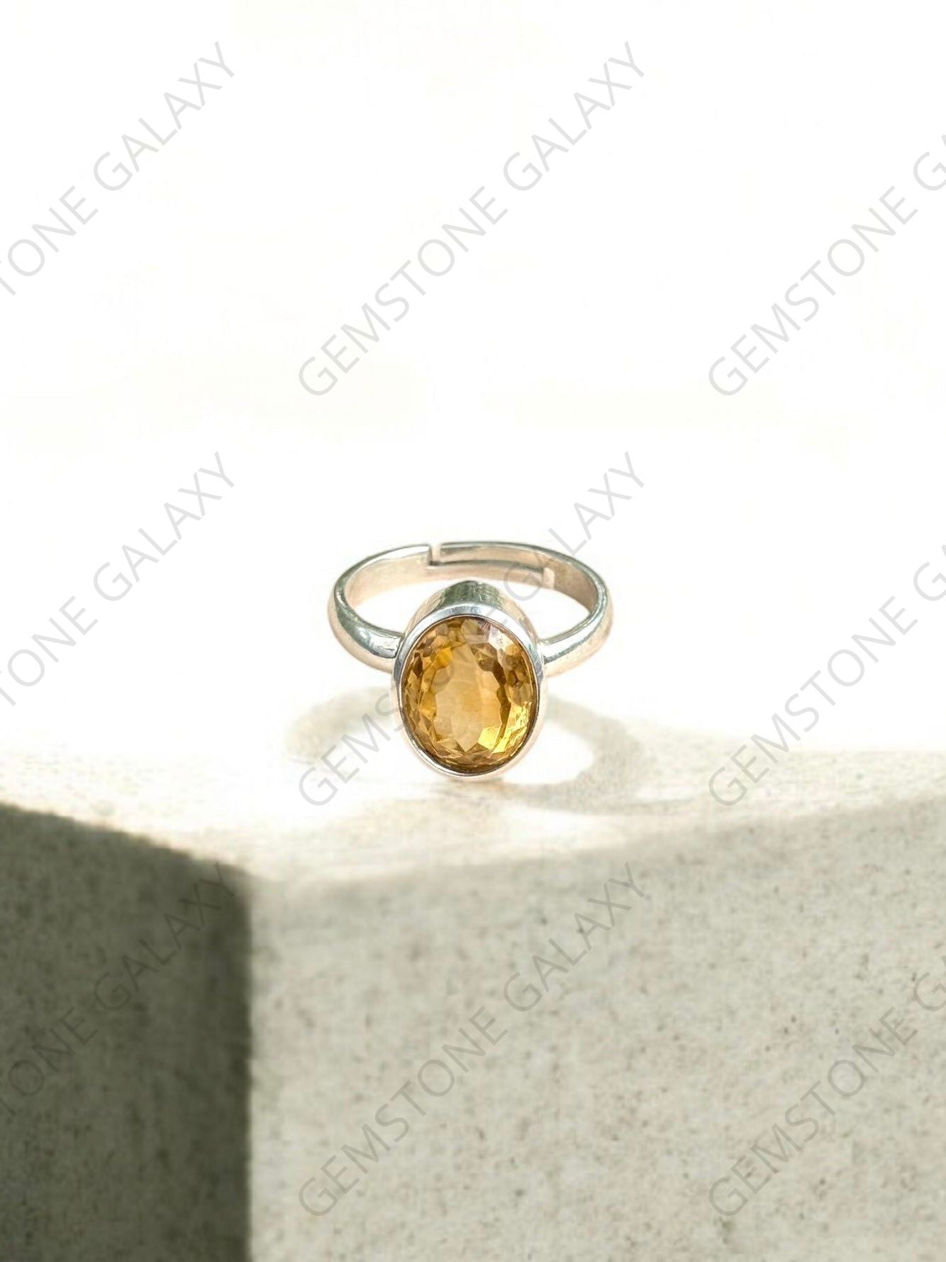 Citrine Silver Adjustable Ring