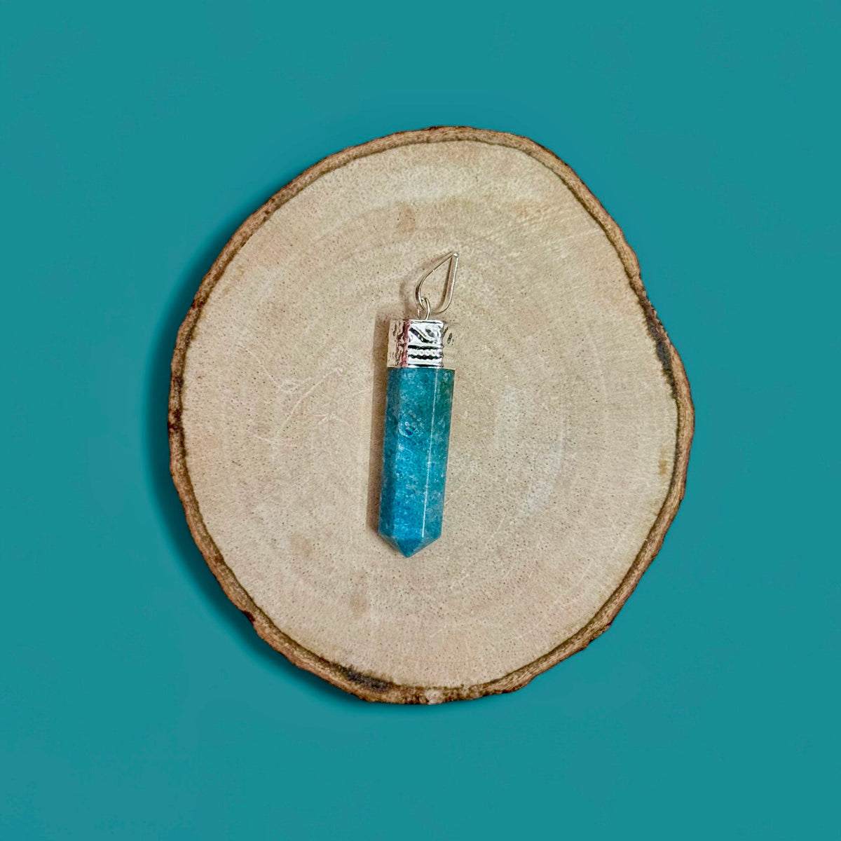 Blue Apatite Pencil Pendant