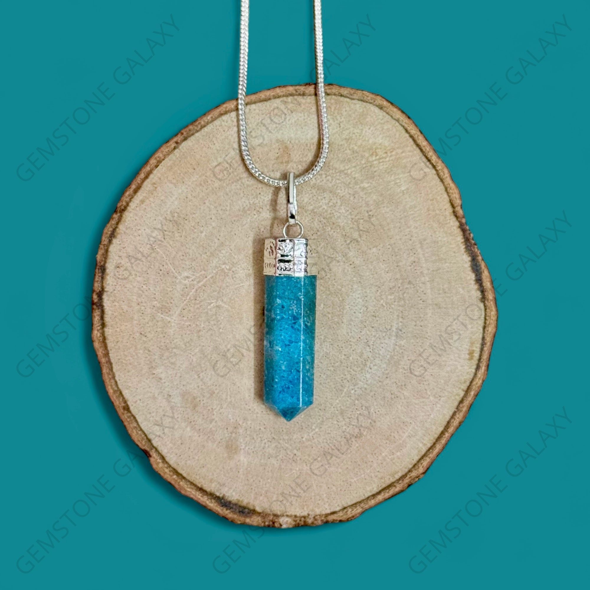 Blue Apatite Pencil Pendant