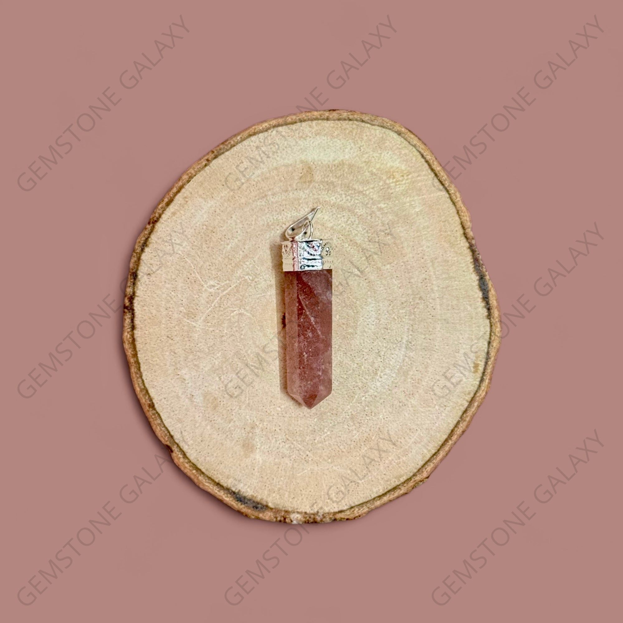 Strawberry Quartz Pencil Pendant