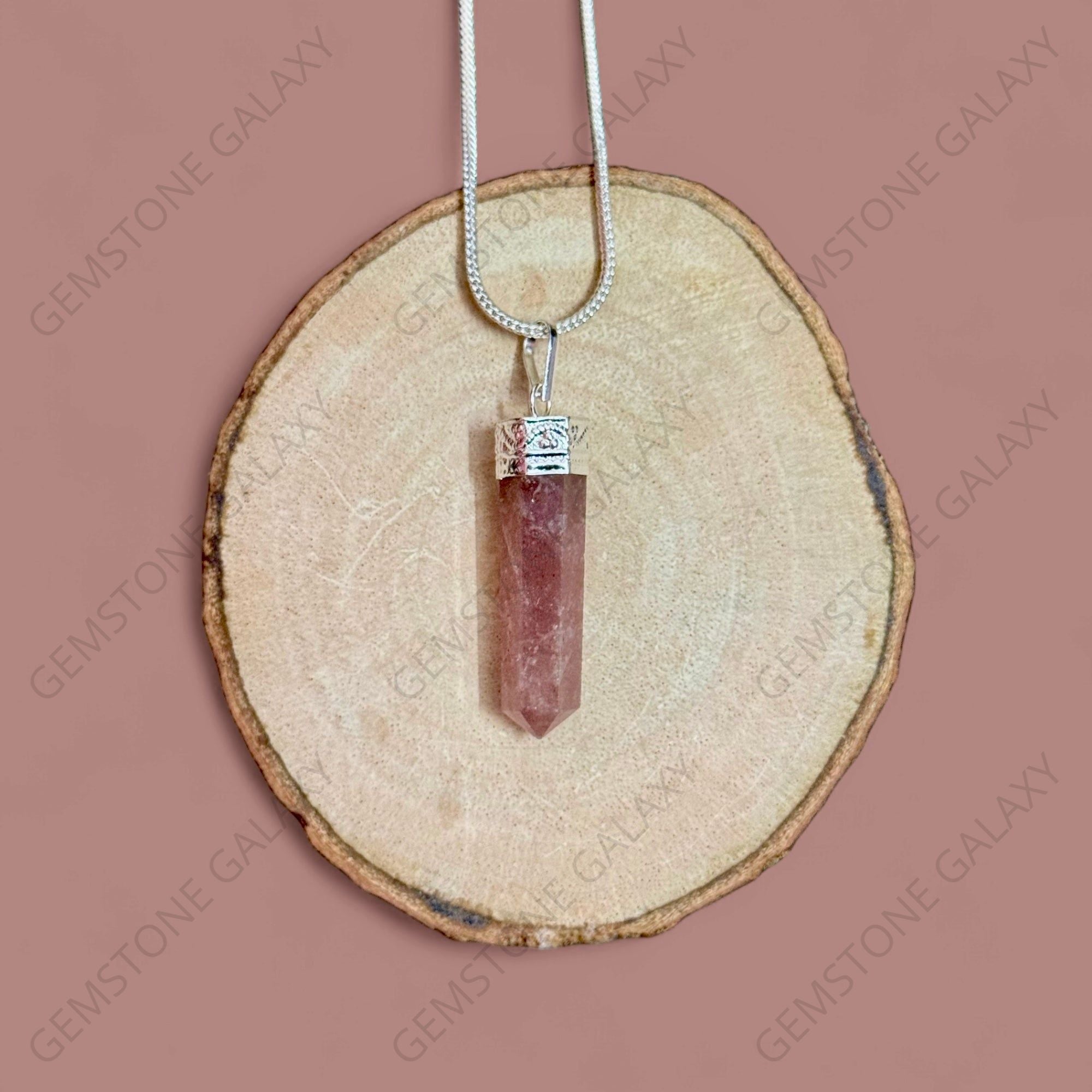 Strawberry Quartz Pencil Pendant
