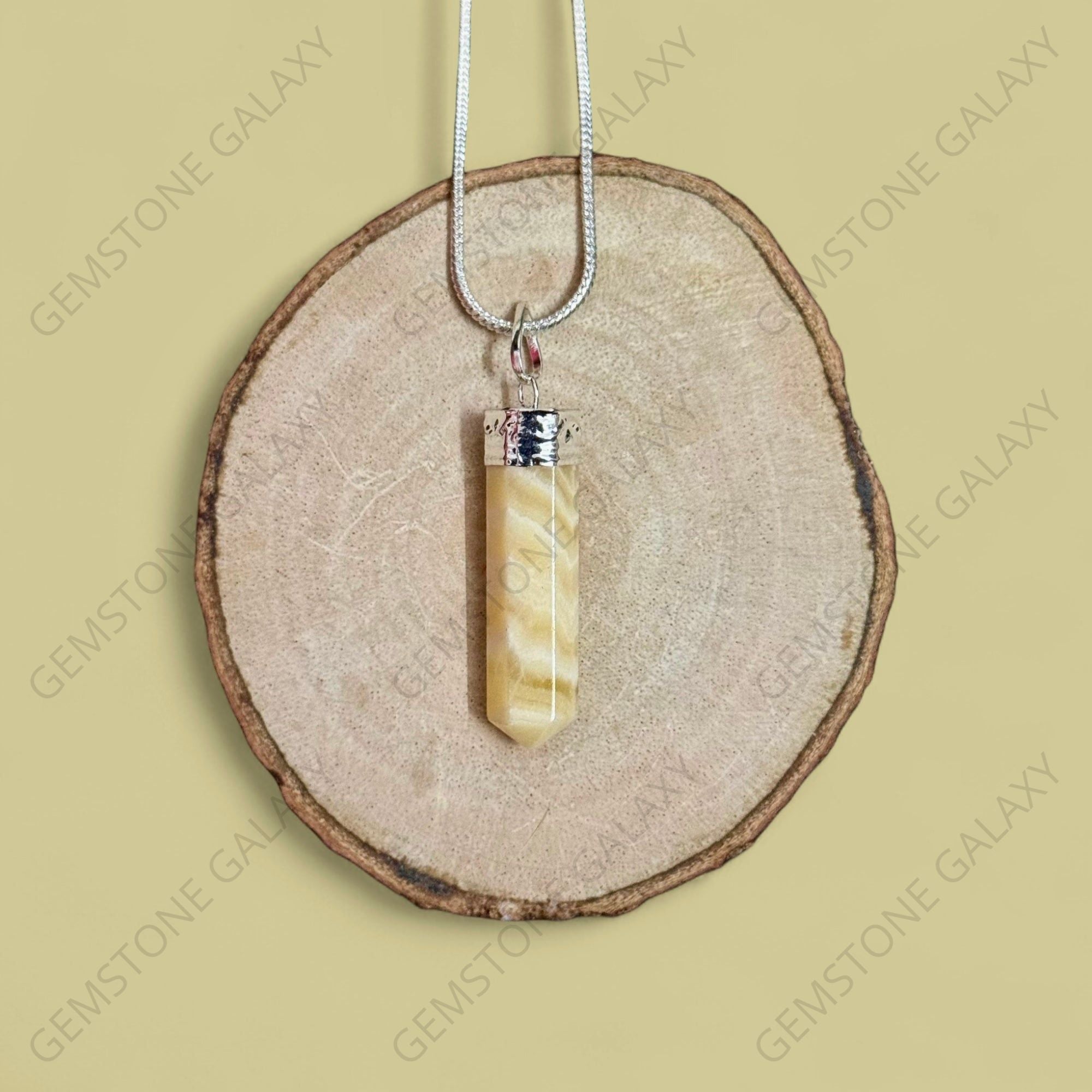 Yellow Calcite Pencil Pendant