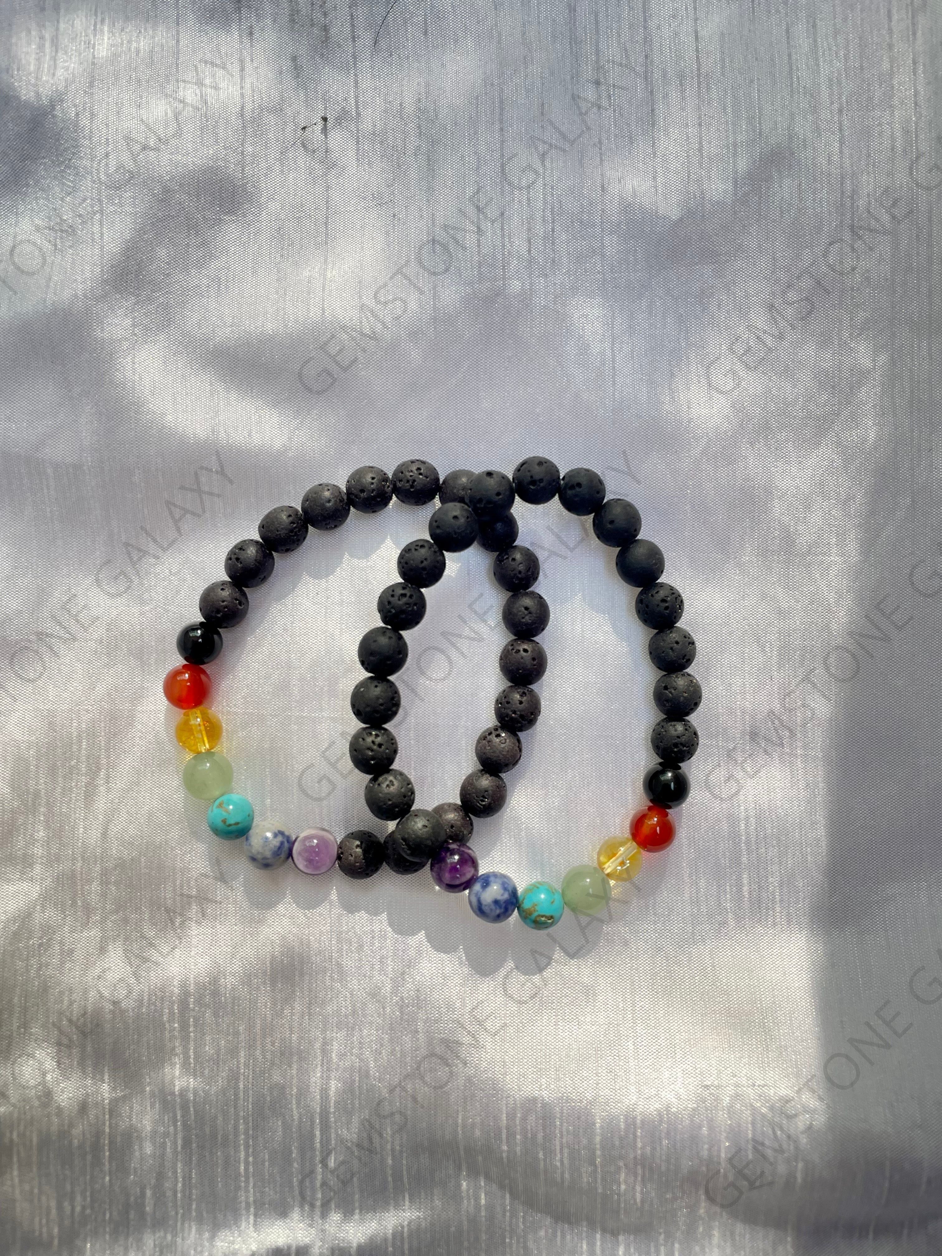 7 Chakra Lava Bracelet