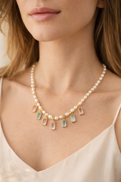 Seraphina Pastel Pearl Charm Necklace