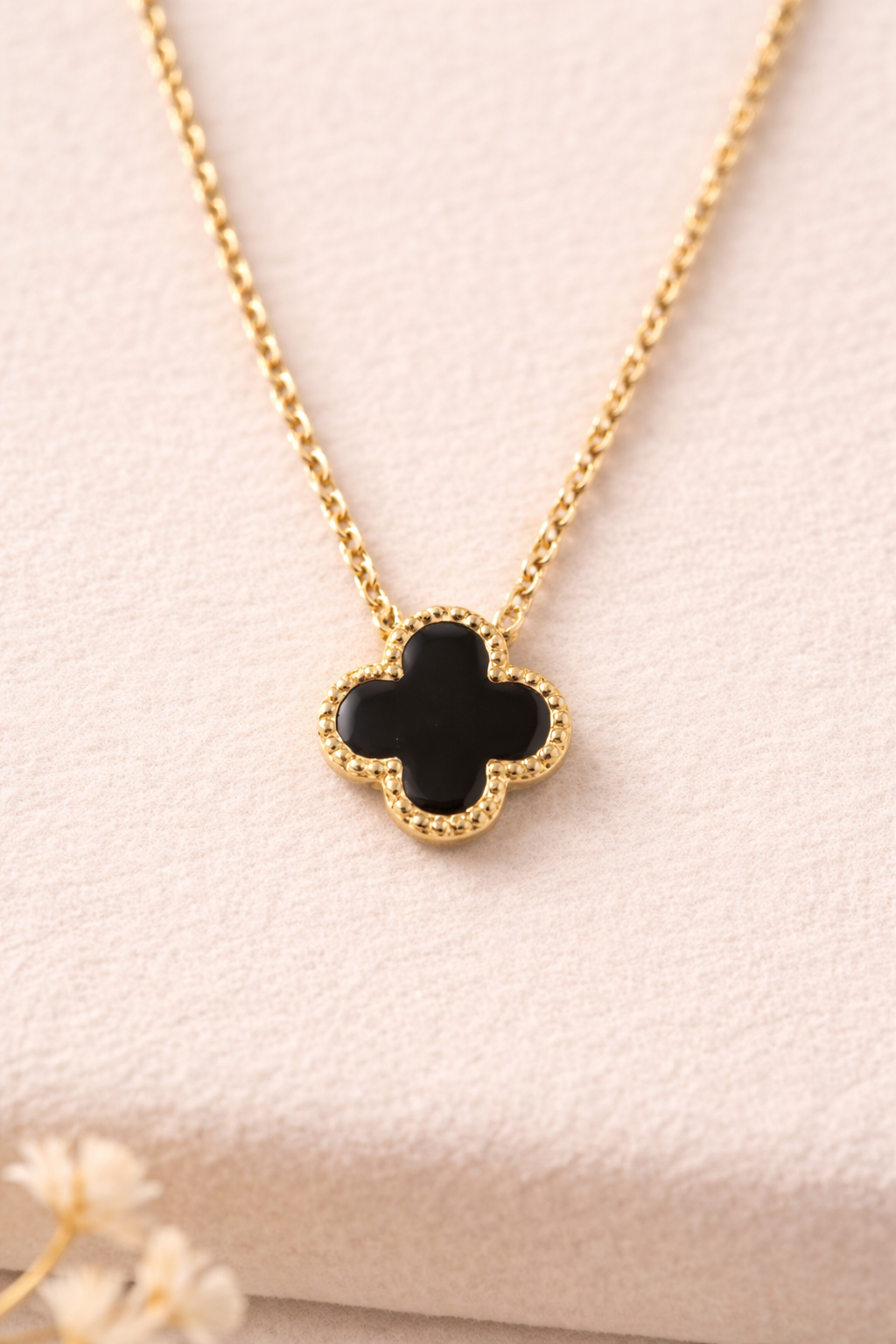 Noir Clover Charm Necklace