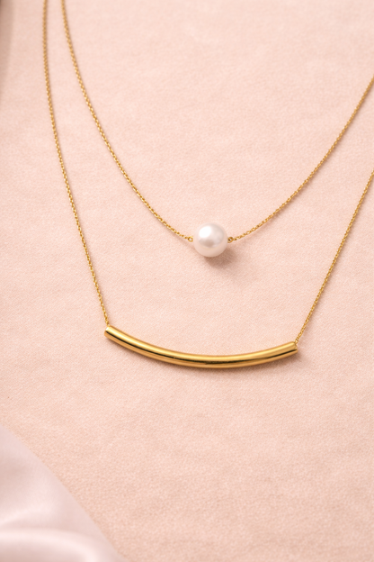 Celeste Pearl Duo Layer Necklace
