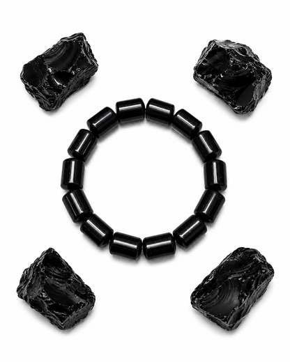 Black Obsidian Tube Bracelet