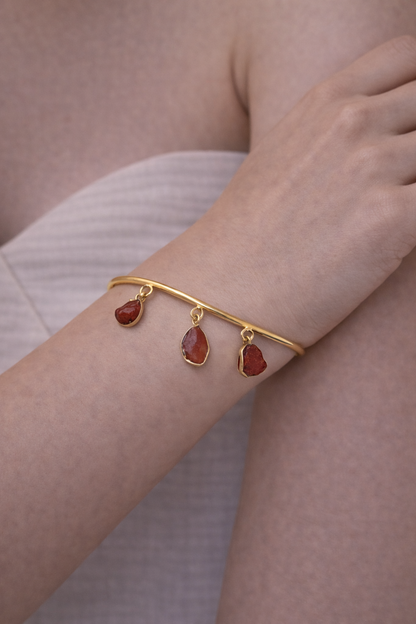 Crimson Aura Carnelian Cuff