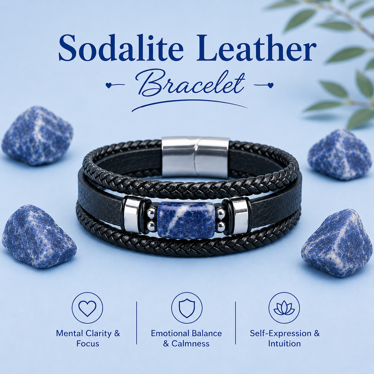 Sodalite Leather Bracelet