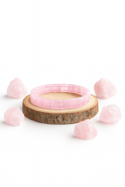 Rose Quartz Square Cut Bracelet