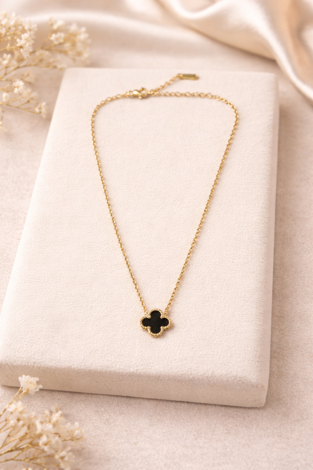 Noir Clover Charm Necklace