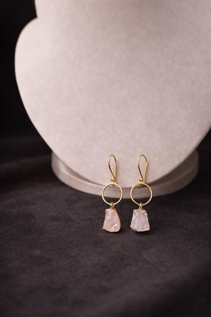 Serene Love Rose Quartz Necklace & Earrings Set