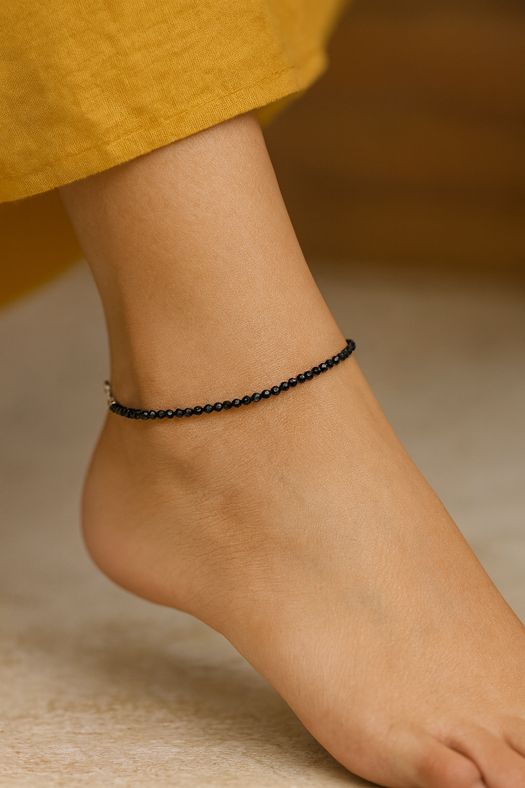 Black Tourmaline Adjustable Anklet