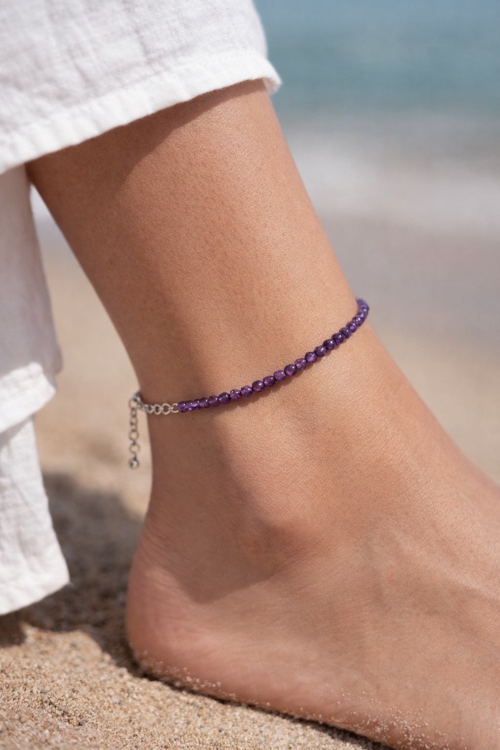 Amethyst Adjustable Anklet