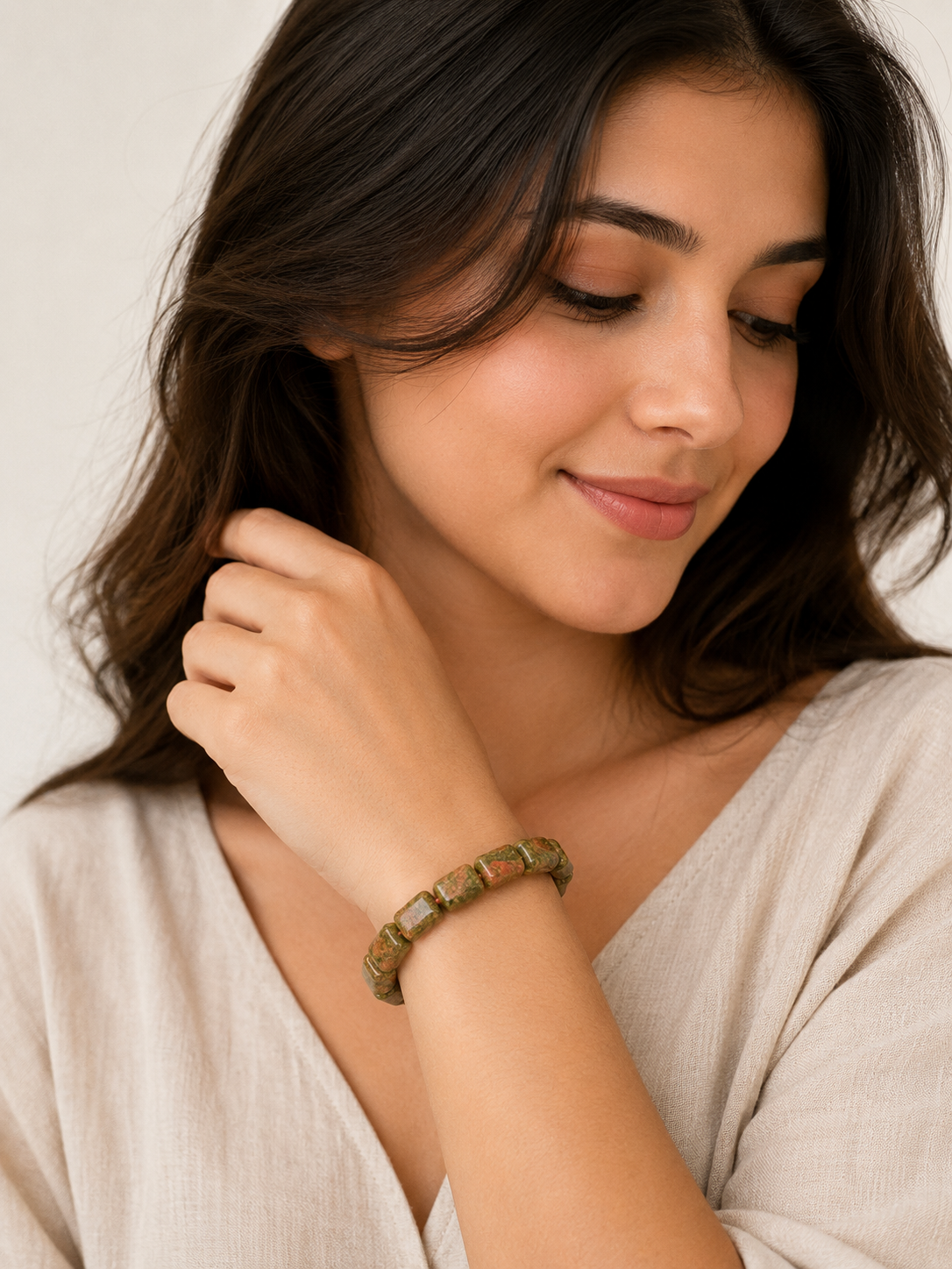Unakite Tube Bracelet