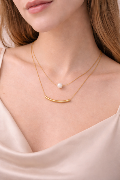 Celeste Pearl Duo Layer Necklace