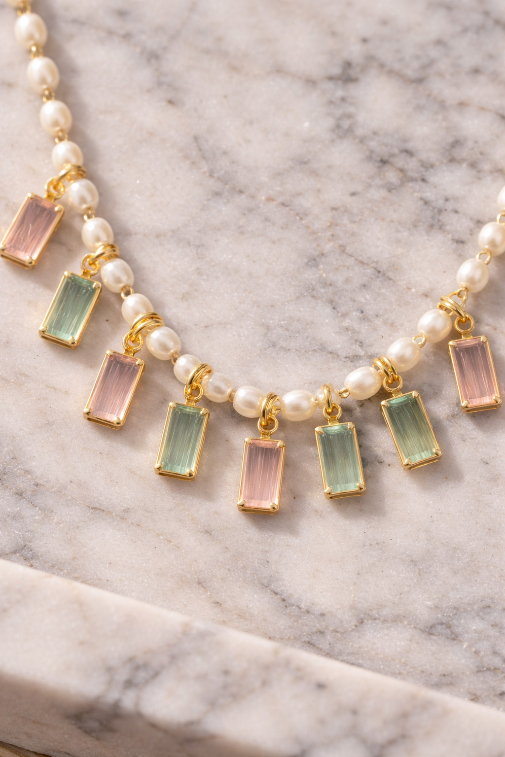 Seraphina Pastel Pearl Charm Necklace