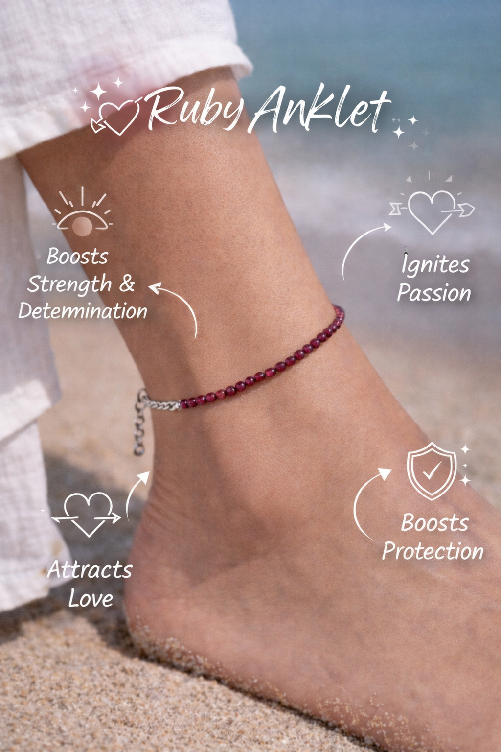 Ruby Adjustable Anklet