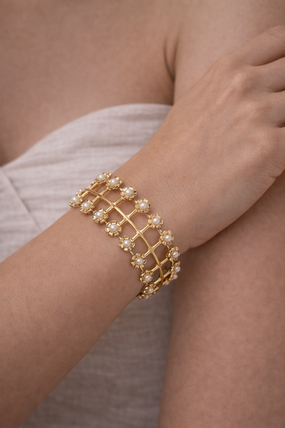 Pearl Bloom Cuff Bracelet