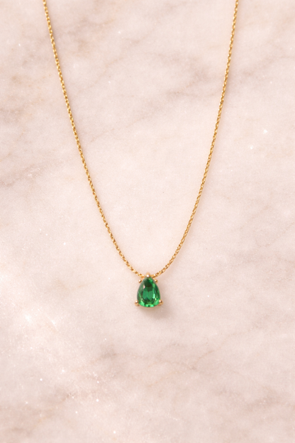 Emerald Dew Drop Pendant Necklace