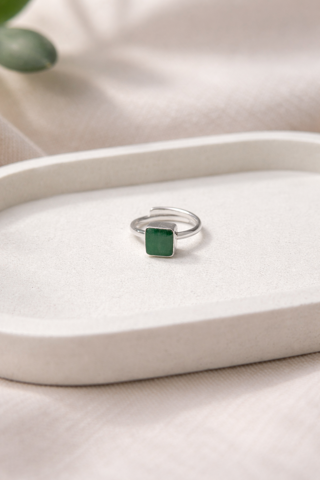 Emerald Square Adjustable Ring