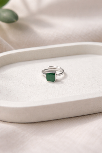 Emerald Square Adjustable Ring