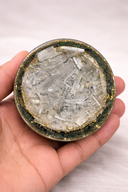 Conical Dhan Yog Pyramid With Selenite Base