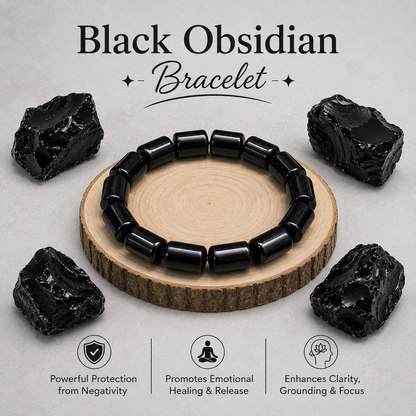 Black Obsidian Tube Bracelet