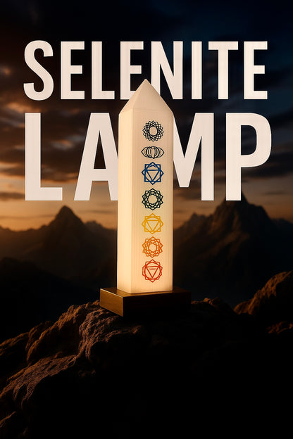Selenite Lamp - 7 Chakra Engraved