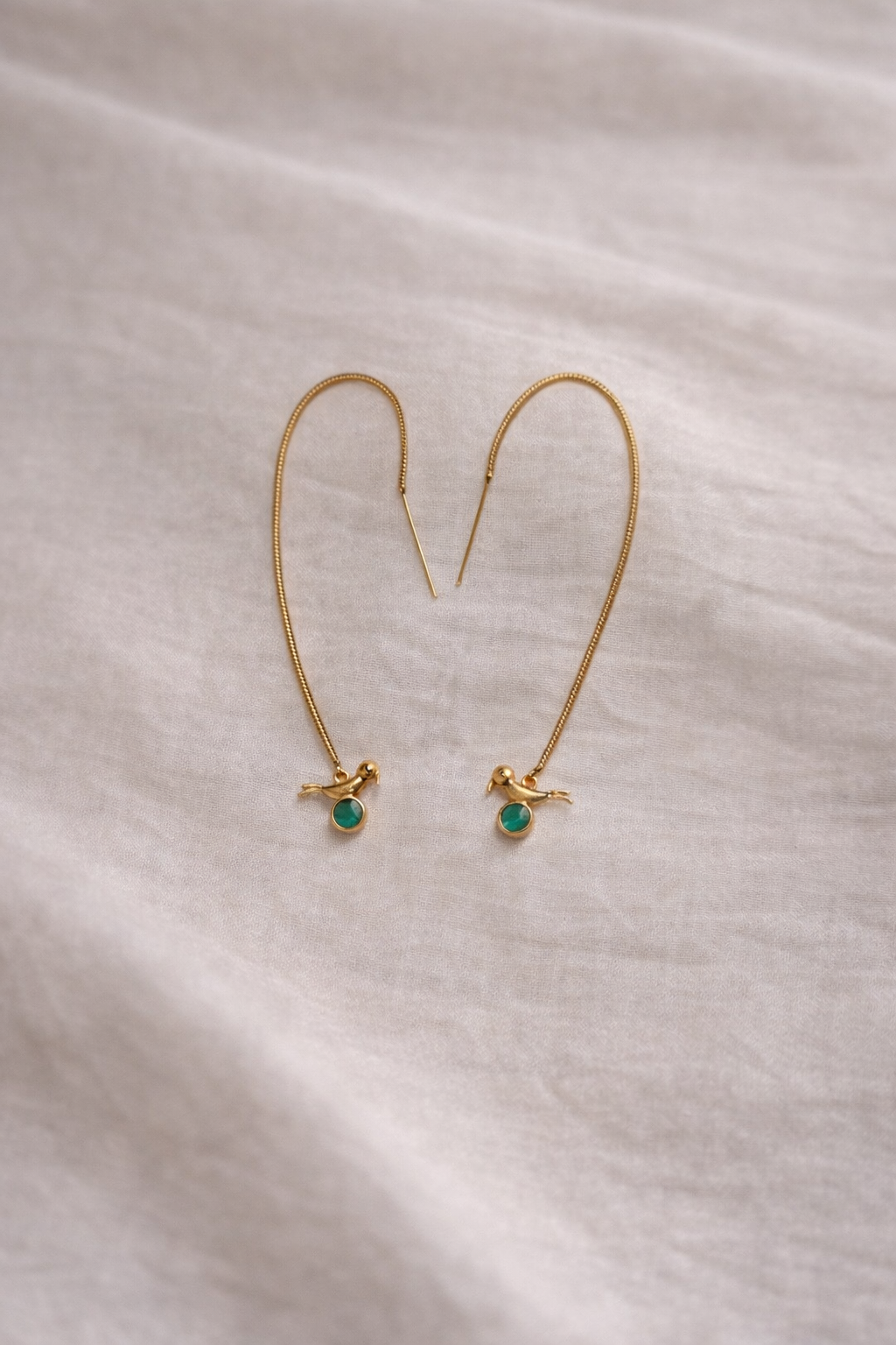 Blue Tranquil Bird Threader Earrings