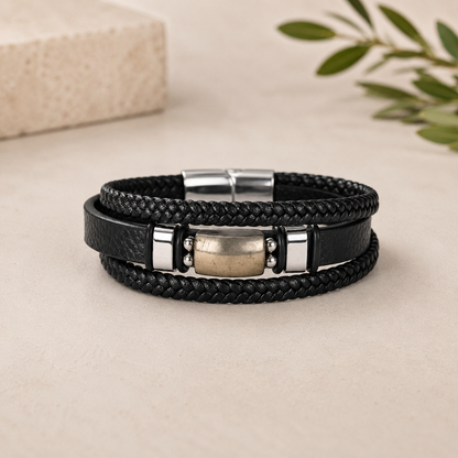 Pyrite Leather Bracelet