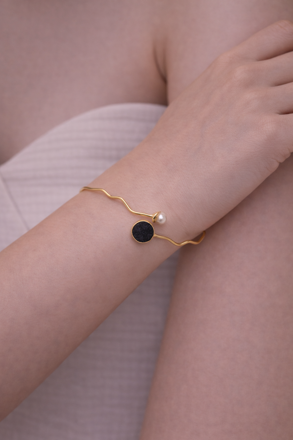 Eclipse Pearl Cuff Bracelet