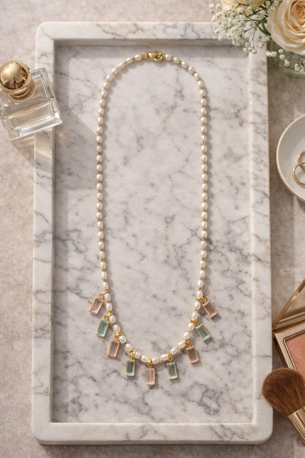 Seraphina Pastel Pearl Charm Necklace