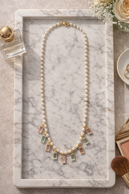 Seraphina Pastel Pearl Charm Necklace