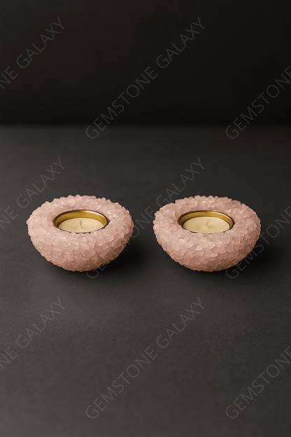 Rose Quartz Crystal Candle Holder