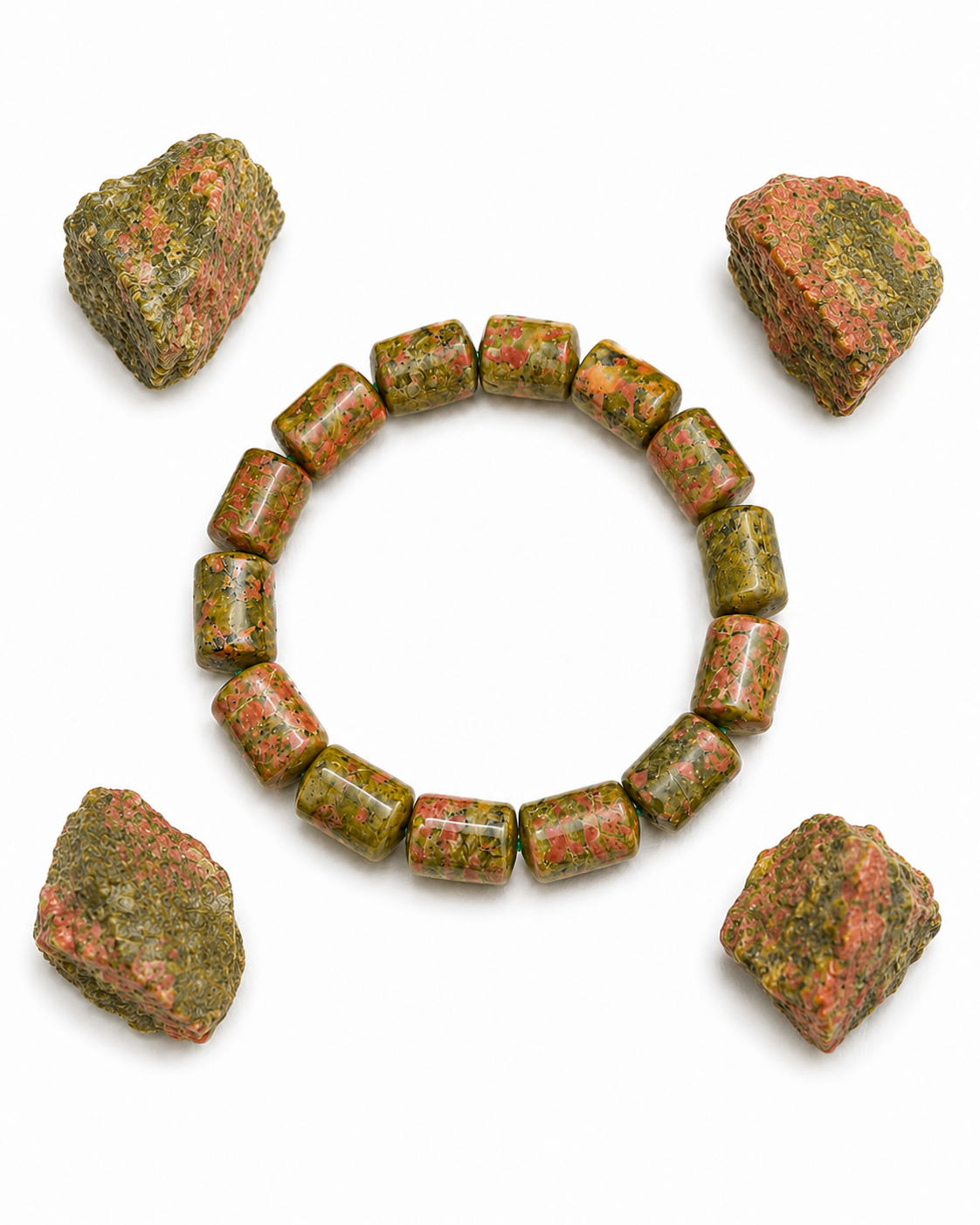 Unakite Tube Bracelet