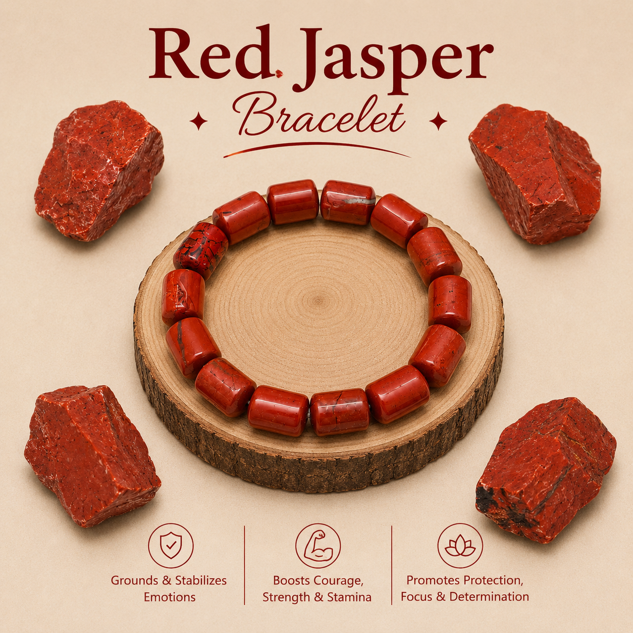 Red Jasper Tube Bracelet