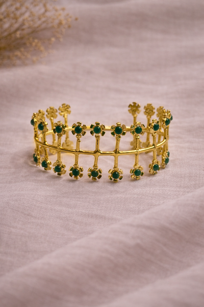 Garden Aura Green Stone Cuff Bracelet
