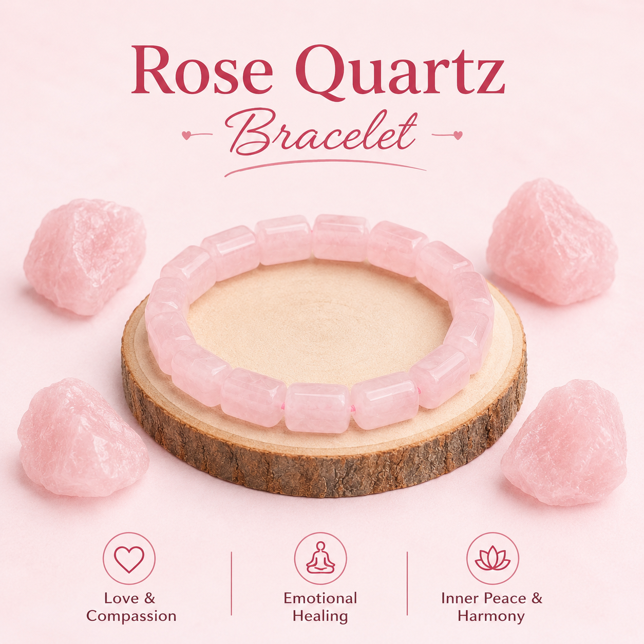 Rose Quartz Tube Bracelet