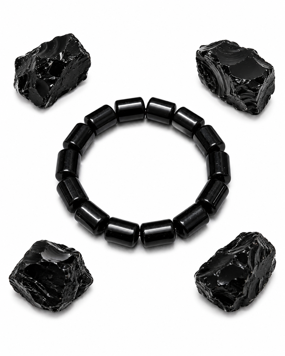 Black Obsidian Tube Bracelet
