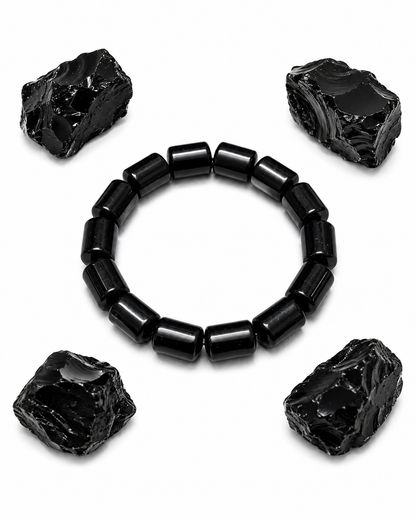 Black Obsidian Tube Bracelet