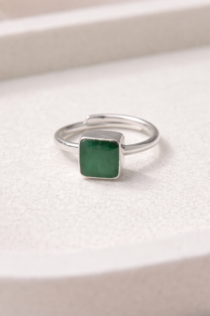 Emerald Square Adjustable Ring