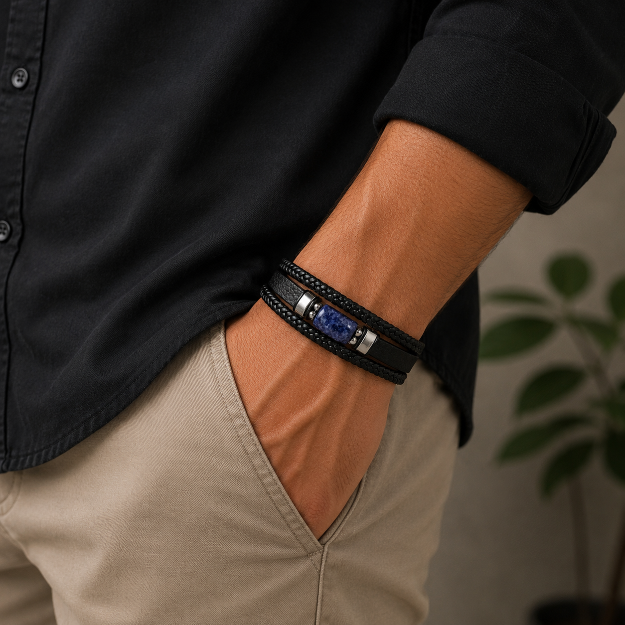 Sodalite Leather Bracelet